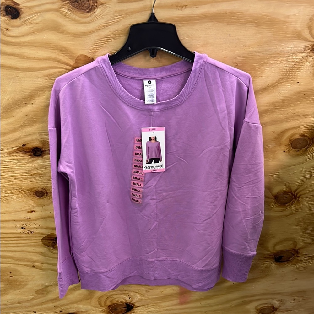 90 Degree By Reflex Boxy Purple 3/4 Sleeve Sweatshirt